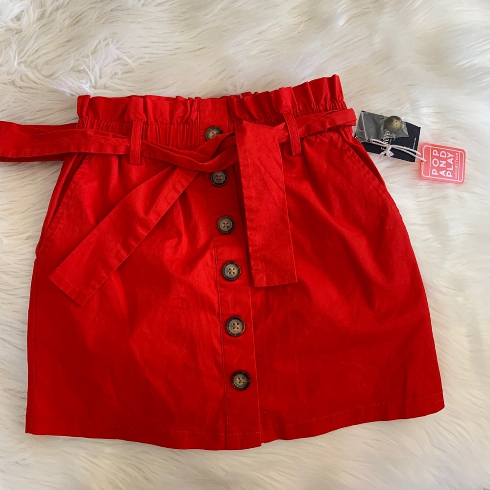 Red button up skirt with tie